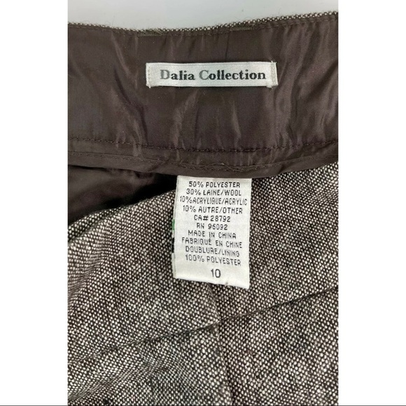 Dalia Collection Womens Sz 10 Brown Tweed Poly Wool Pants Lined Career Work - Picture 7 of 7